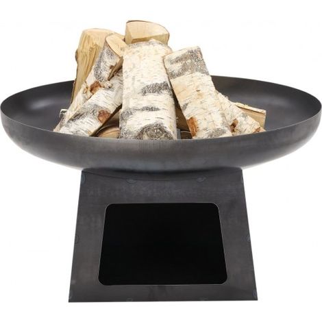 Brasero de jardin FATANA en acier avec range bois-Ø 60cm-Acier naturel---Acier naturel (1/5)