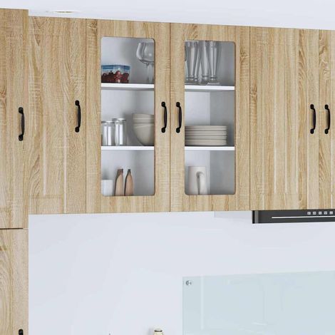 vidaXL Mobile in vetro da parete LUCCA Rovere Sonoma 80 x 31 x 80 cm