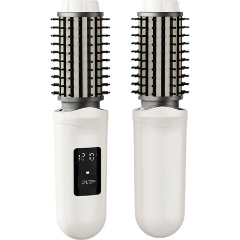 Peigne à lisser électrique à ions négatifs à double usage, droit et frisé, blanc, qui n'endommage pas vos cheveux et est facile à transporter. (1/5)