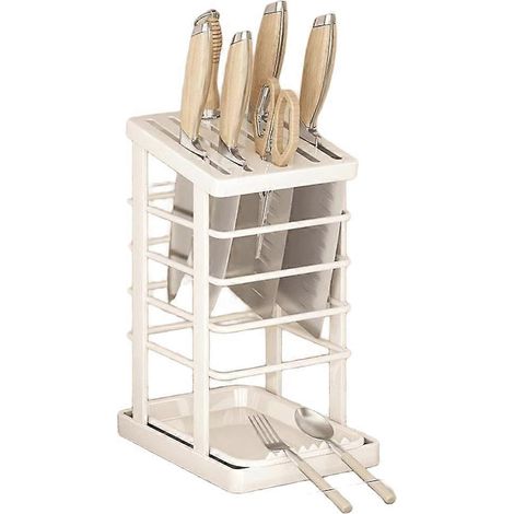 Support de rangement de table de cuisine étanche et ajouré, organisateur d'ustensiles de cuisine blanc (1/5)