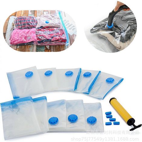 Sacs de compression sous vide transparents pour ranger vêtements, couettes et doudounes. (1/5)