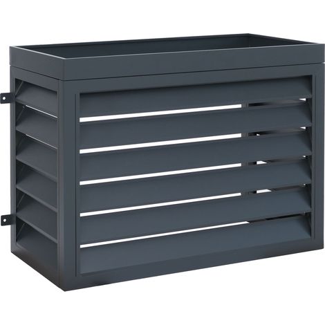 [NEUWERTIG] Verkleidung für Klimaanlage/Wärmetauscher HHG-567 mit Pflanzkasten, Abdeckung, Metall 77x104x50cm anthrazit