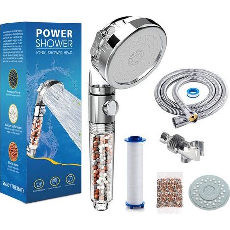 Pommeau de Duche, Pommeau de Douche Economie Deau, Pommeau de Douche Anti calcaire Grand , Pommeau de Douche Haute Pression avec 6 types de jets, Chrome (1/5)