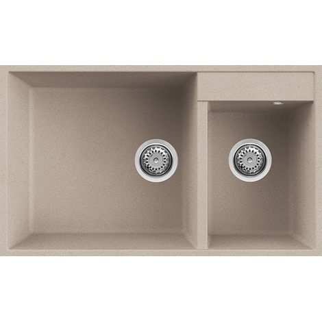 Lavello Elleci Incasso 2 vasche 78,5x47 Quadra 440 Sottotop Granitek Avena LGQ44051BSO (1/3)