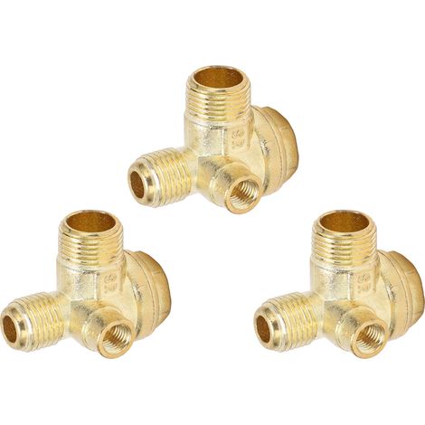 Clapet Anti-Retour 3 Pièces Laiton 3 Voies Compresseur d'Air Raccord Fileté 8mm 16mm 14mm (1/5)