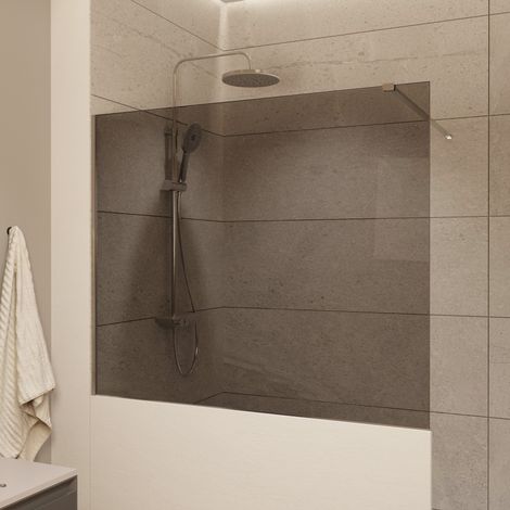 Swiss Aqua Technologies Mampara de pared 120x100cm Crystal Glass® 8 mm antical, con brazos y perfiles cromados brillantes (SATBWIS120KSPR) (1/5)