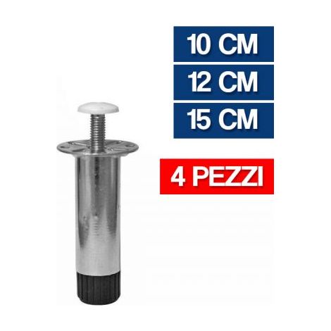 4 PIEDINI PER MOBILE CUCINA IN ACCIAIO ZINCATO H CM 10 - 12 REGOLABILE (17750V) CM 10 (17750)