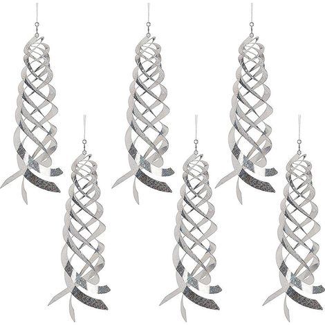 Stück Vogelabwehrspiralen, silberne Spinner, hängende Vogelabwehrvorrichtung, reflektierende Windspirale, Gartendekoration zur Vogelabwehr (1/4)