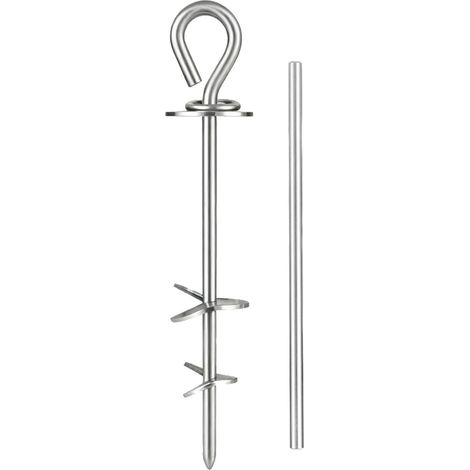 Anchor de pieu de Chien Stable Robuste en métal, ancrage au Sol spiralé en Acier Inoxydable 304 antirouille avec Pivot à 360° et système Anti-emmêlement (S, Argent) (1/5)