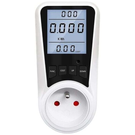 Prise Compteur d'Énergie électrique avec 7 Mode, Max 3680W,Compteur d'énergie Wattmètre Prise,Compteur d'énergie avec l'écran d'affichage à cristaux liquides pour Économie d'Energie -Blanc, (1/5)