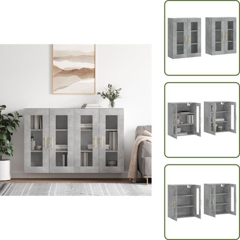Armoires murales 2 pcs gris béton bois d'ingénierie - Armoire Murale - Meuble Rangement - Buffet - Étagère Murale - Décoration Intérieure (1/5)