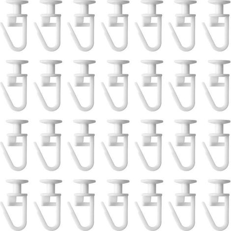 BEBUSINGOTO 50 Pièces Crochets Rideaux Curtain Hooks Plastic Glisseurs pour Rail à Rideaux pour Rideau Piste la Pluspart des Rideaux Glissants ou Rideau de Douche - Blanc (1/5)
