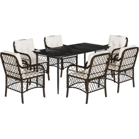 Maison Exclusive - Set comedor de jardín 7 pzas con cojines ratán (1/5)