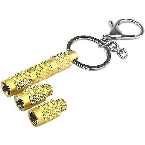Automatisches Entlüftungsventil, tragbares Reifenentlüftungsventil mit 4-in-1-Schlüsselanhänger aus reinem Kupfer und Gold (1/5)