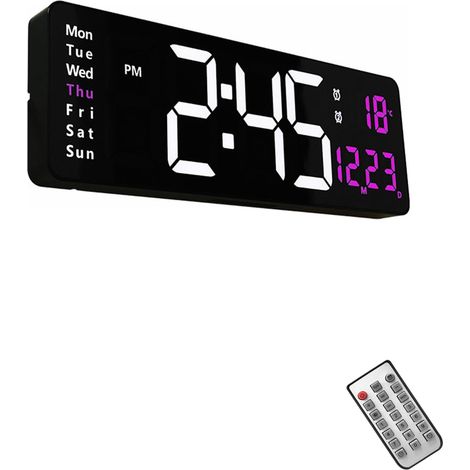 Horloge num��rique moderne avec grand ��cran LED et t��l��commande parfaite pour le salon, le bureau, la chambre �� coucher (1/5)