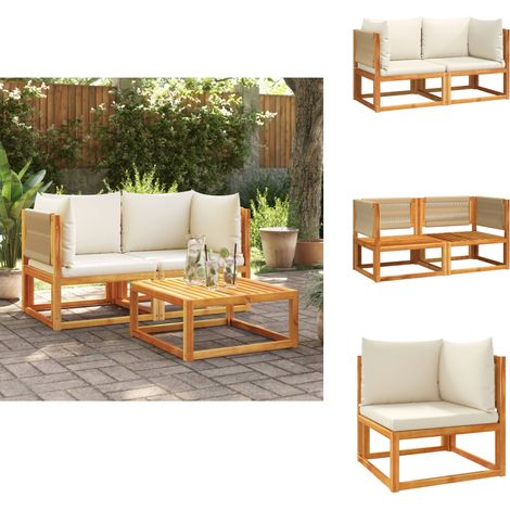 Canapés d'angle de jardin et coussins 2pcs bois massif d'acacia - Canape De Jardin - Canapé D'angle - Mobilier De Jardin - Salon De Jardin - Acacia Massif (1/5)
