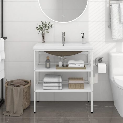 Estructura de baño con lavabo incorporado hierro blanco vidaXL