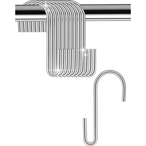 12 Pièces Crochets en S en Acier Inoxydable Argent,Crochet Multifonctions,Forme de S Crochets en Métal pour Cuisine Salle de Bain Chambre et Bureau (1/5)