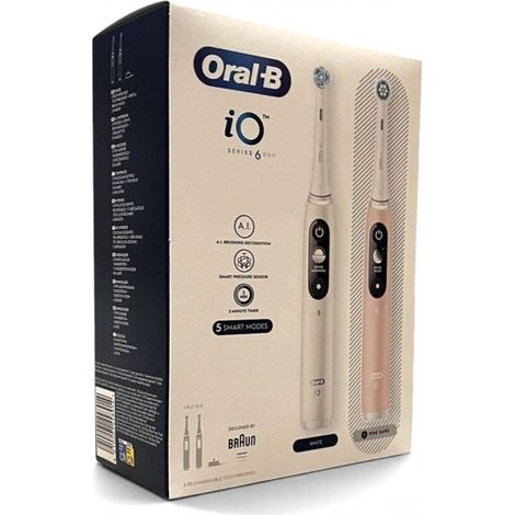 Braun Oral-B iO 6 Doppelback elektrische Zahnbürste White Alabaster/Pink Sand"-"184132027