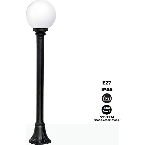 Lampadaire d'extérieur LED Globo Mizar 8,5W – Diffuseur opale Ø250mm – IP55 pour conditions extérieures – Ampoule E27 incluse – Fumagalli