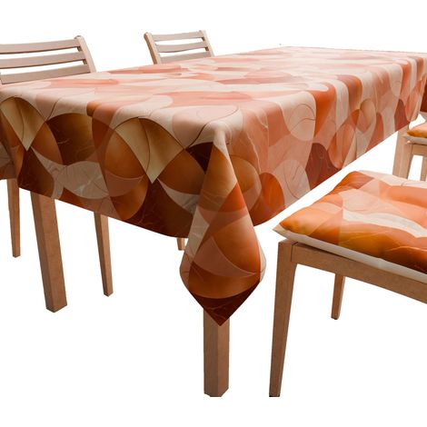 Nappe de Table en Microfibre Antitache, Nappe de Cuisine Motif Cercles Cuivre, 12 Personnes (140x240 cm) (1/5)