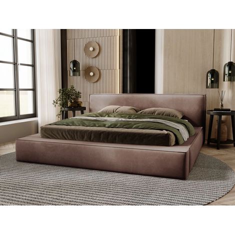 Lit rembourré avec rangement 120x200 velours marron Mali (1/5)