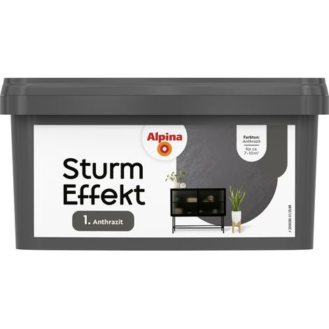 Alpina Wandfarbe Sturm Effekt anthrazit 1 L Innen