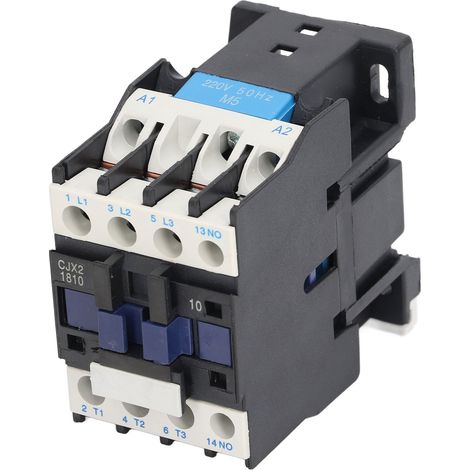 Contacteur électrique 220 V 18 A CA normalement ouvert, contact en alliage d'argent, vis M5, CJX2-1810 (1/5)