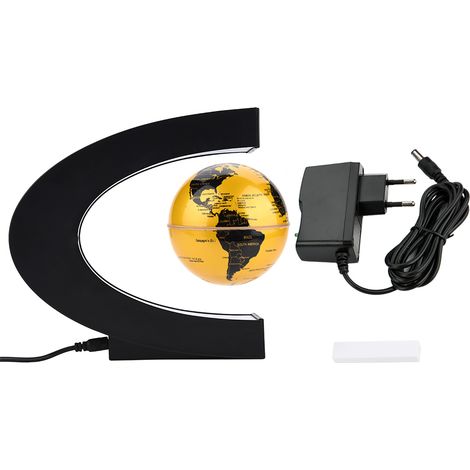 Magnetisch schwebender Globus mit mehrfarbiger LED-Beleuchtung und Rotation (Goldener EU-Stecker) (1/5)