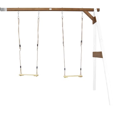 Axi Portique Mural En Bois Fsc Blanc / Marron Avec 2 Balançoires Enfant Balançoire Pour L’Extérieur / Le Jardin 2 Agrès (1/5)