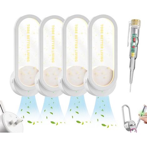 Lot de 4 purificateurs d'air à brancher pour la maison, avec veilleuse intégrée, ioniseur d'air portable, générateur d'ions négatifs, désodorisant ionique pour les odeurs d'animaux, les odeurs de cuis (1/5)