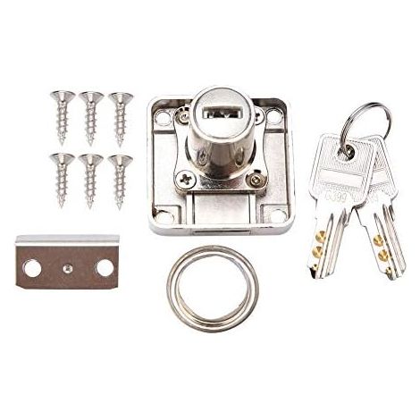 Zinc Alloy Drawer Lock with Keys Reusable 19mm for Office and Home Furniture Includes Screws and Decorative Cap (1/5)