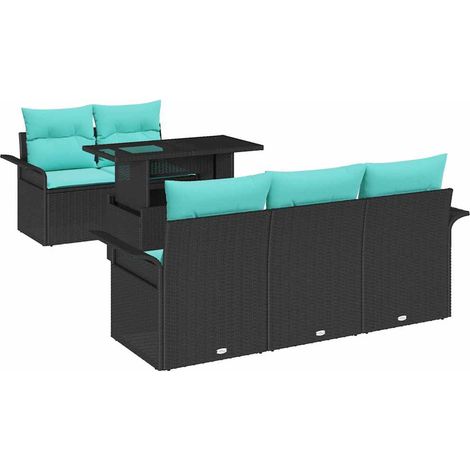 Conjunto de sofá de jardín 6 uds. Negro vidaXL (1/5)