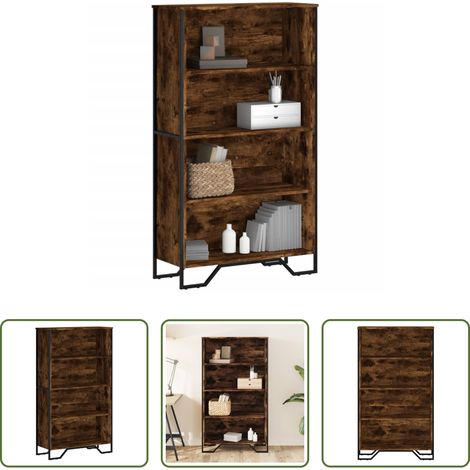 Rangement livres - Bibliothèque chêne fumé 80x31x137,5 cm bois d'ingénierie (1/5)