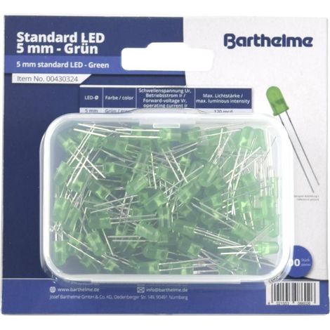 Barthelme Surtido de LEDs Verdes 5 mm 120 mcd