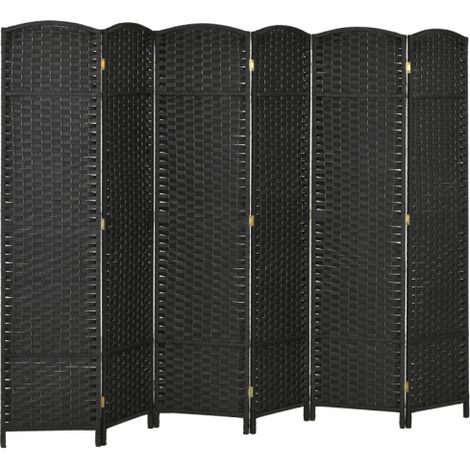 6 Panel Folding Room Divider, Freestanding Privacy Screen for Living Room, Bedroom, Office, 240x170cm, Stylish Black Design.