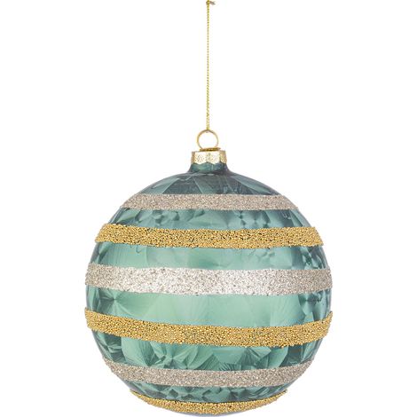 Pallina Vetro Cleo Verde Orizz D15cm