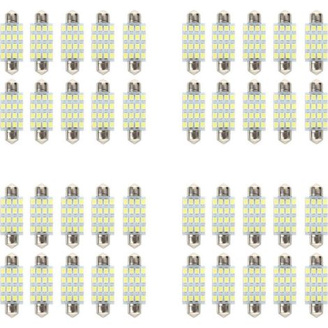 40 ampoules LED Torpedo 16 pouces pour voiture SMD 3528 42 mm - Blanche()