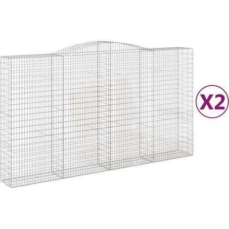 Paniers à gabions arqués 2 pcs  Mur en gabion 400x50x220/240 cm Fer galvanisé