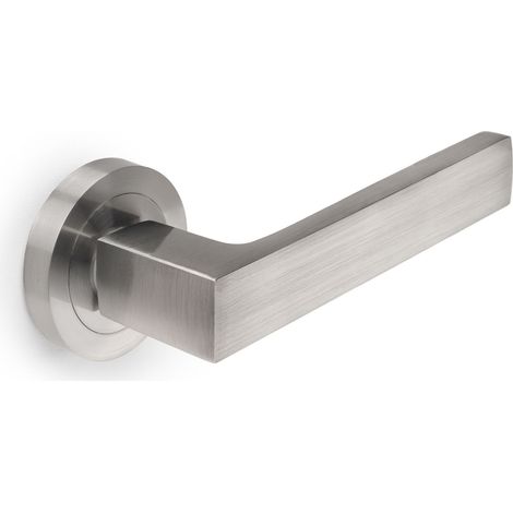 Emuca Jeu de Poignée de porte intérieureJeu de Mackay, avec rosace D.50mm, Aluminium, Nickel satiné (1/5)