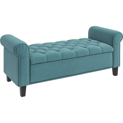 Banco tapizado con almacenaje de terciopelo sintético 126 x 48,5 x 57 cm verde HOMVRA (1/5)