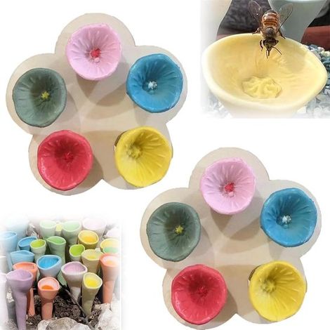 Tasses à boire pour abeilles - Gobelets 9,5 x 3 cm - Planche en bois 7,5 x 7,5 cm - abeilles et insectes - abreuvoir pour abeilles - 2 pièces (1/5)