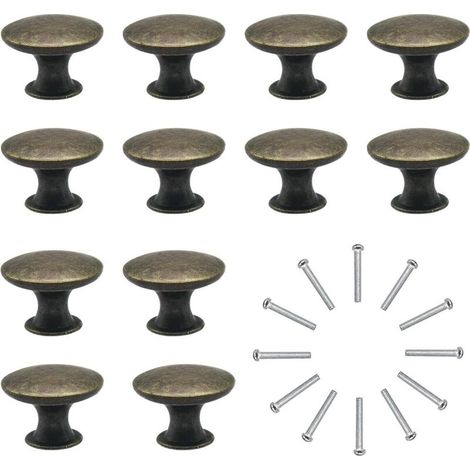 12pcs Vintage Door Knobs Drawer Knobs 30mm Antique Brass Kitchen Cabinet Cupboard Pulls Dresser Wardrobe Pulls Antique Bronze (1/5)