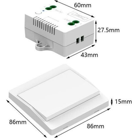 Interrupteur Sans Fil - Autoalimenté - IP65 Étanche - Pour Lumières Et Appareils Électriques - 10 A - 3 Postes - 2 Pièces (1/4)
