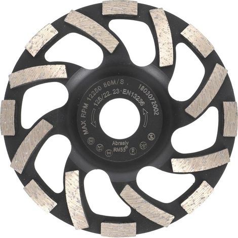 Professional diamond grinding wheel 125 mm x 22.2 mm for sanding screeds, asphalt, plaster, abrasive building materials (1/5)