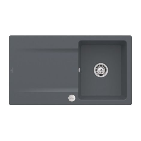 VILLEROY ET BOCH Siluet 50 Graphite CeramicPlus fregadero de 1 seno - Con desagüe automático