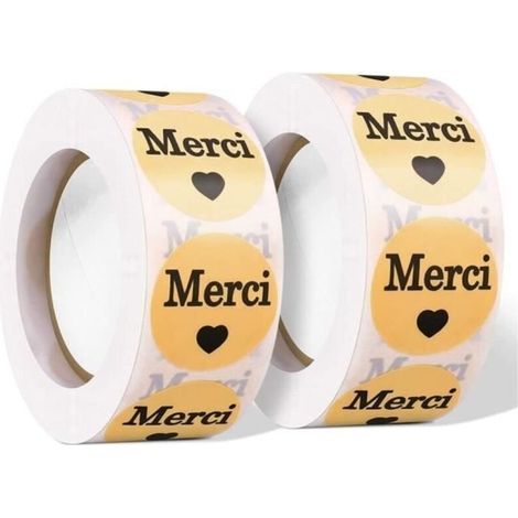 1000 Pcs Thank You Round Kraft Paper Stickers, Self-Adhesive Thank You Stickers, Gift Decoration Labels (2 rolls) (1/4)