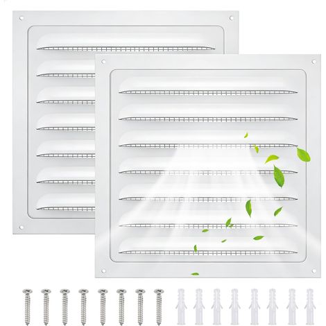 2 Pièces Grille Aération Fenêtre, 15x15 cm, pour Sortie d'air, Blanc (1/5)