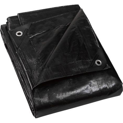 GUARD SHIELD Abdeckplane mit Ösen Wasserdicht 3m x 4m Schwarz Multifunktionale Polyester-Plane 120g/㎡ Gewebeplane Schutzplane Allzweckplane, Reißfest, UV-stabilisiert (1/5)