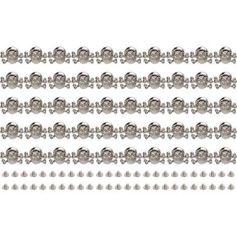 50 Ensembles de Rivets Crâne Style Gothique, Accessoires de Rivet DIY pour Chaussures et Ceintures en Argent (1/5)